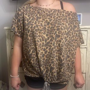 Leopard Print Off Shoulder Top